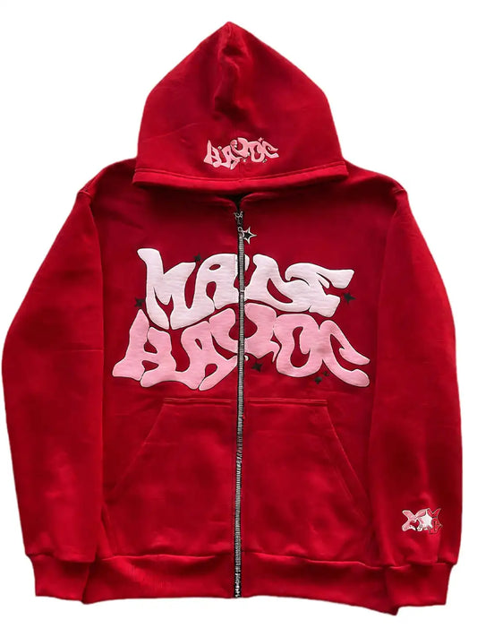 Y2K Graphic Zip-Up Hoodie | Men’s Streetwear Full Zip Sweater
