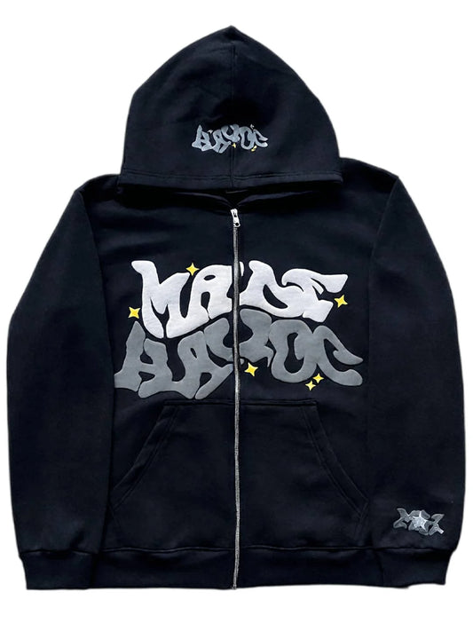 Y2K Graphic Zip-Up Hoodie | Men’s Streetwear Full Zip Sweater